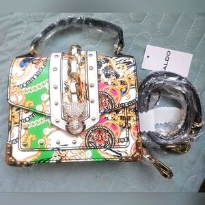 Aldo mini baro tiger cat gold chain studded handbag purse crossbody NEW